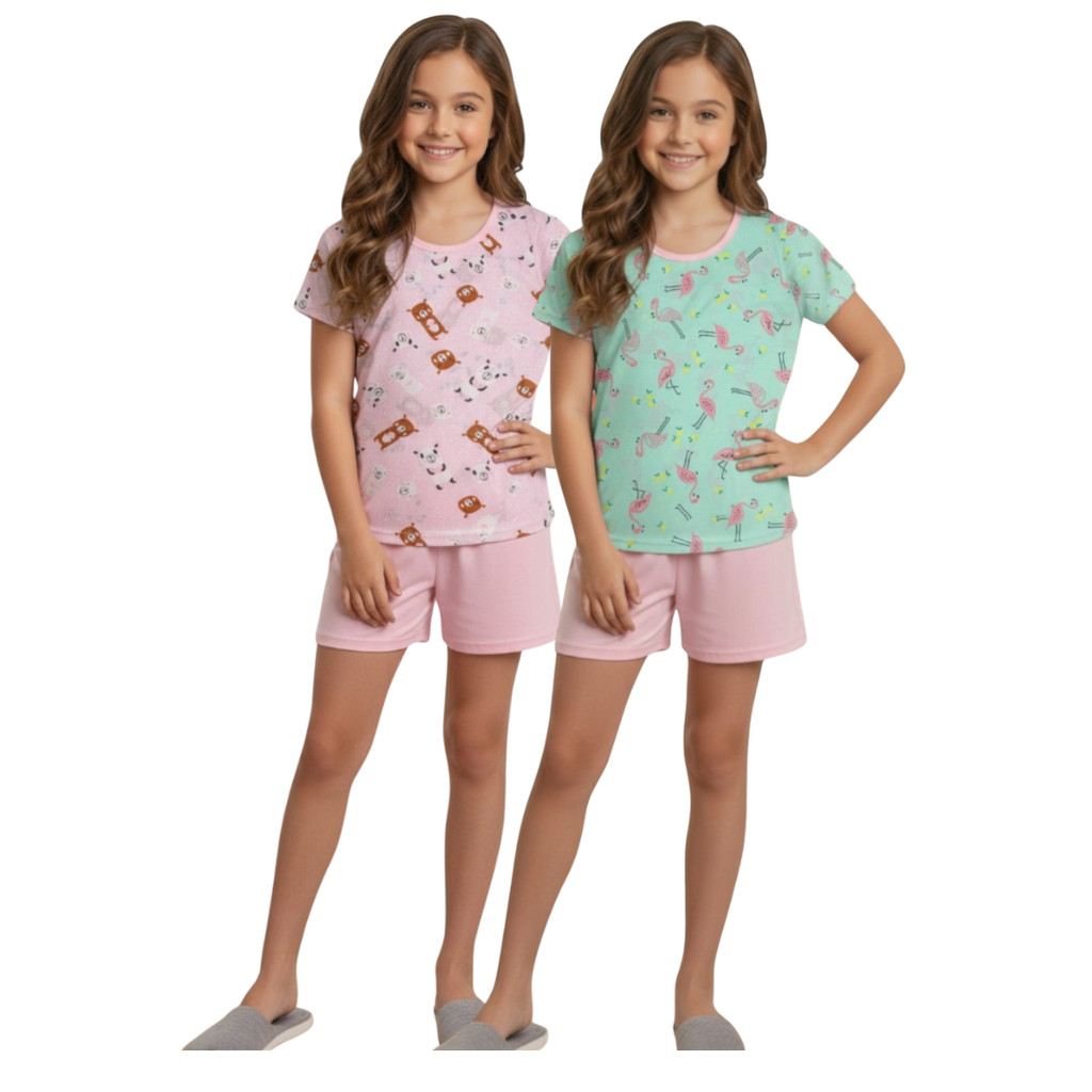 Kit Pijama Infanto Juvenil Menina | Pijama Infantojuvenil Feminino Tam 2 ao 16 | Pijama infantil juvenil Verão