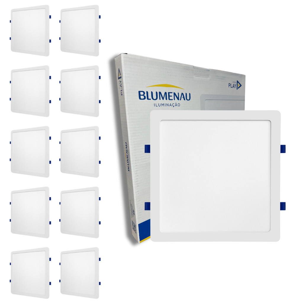 kit 10 Painel Plafon Quadrado Embutir 24w Led Play Blumenau Iluminação Bivolt em Oferta na Shopee