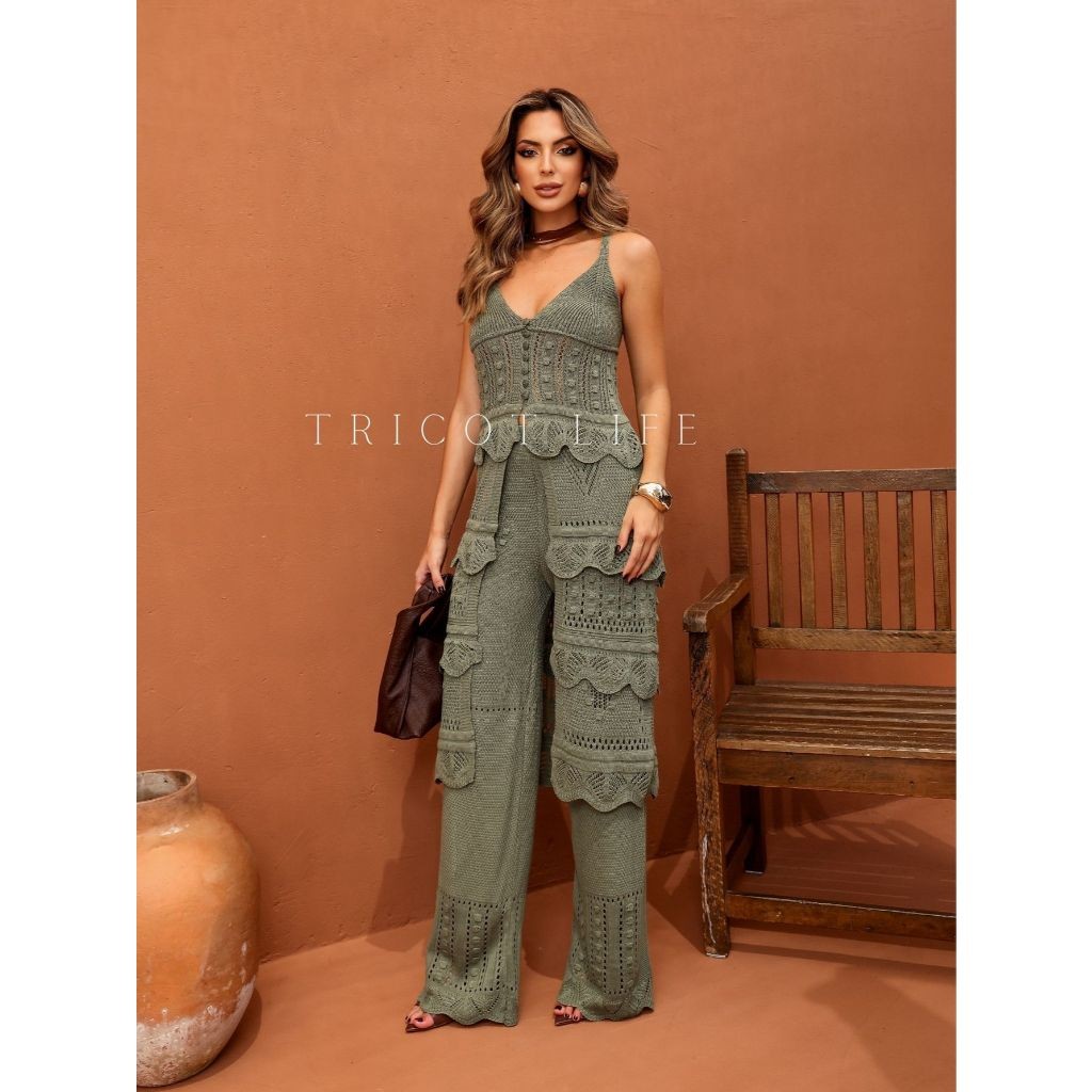 Conjunto Marrakesh Feminino Tricot Premium Boho Chic Calça Blusa Elegante Verão Festa Viagem Casual em Oferta na Shopee