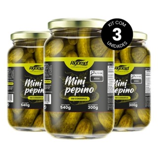 Kit 03 Mini Pepinos em Conserva Rigomel 300g em Oferta na Shopee