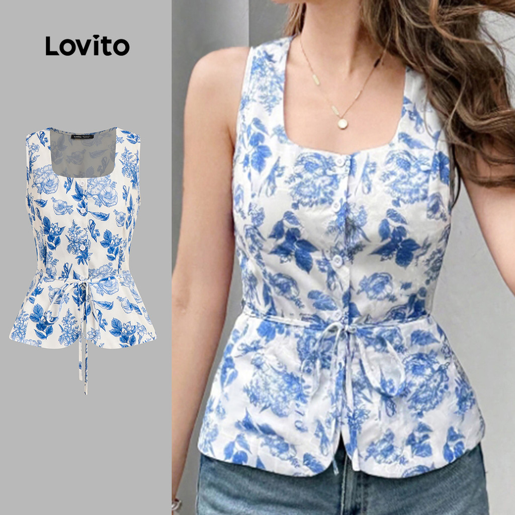 Lovito Camisa Casual de Botão Superior para Primavera/verão para mulheres L150ED224 em Oferta na Shopee