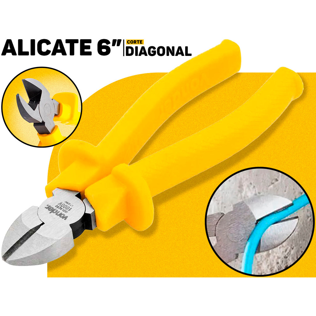 Alicate De Corte Diagonal 6 Polegadas Vonder Isolado 1000v Profissional P/ Fios E Cabos Elétricos