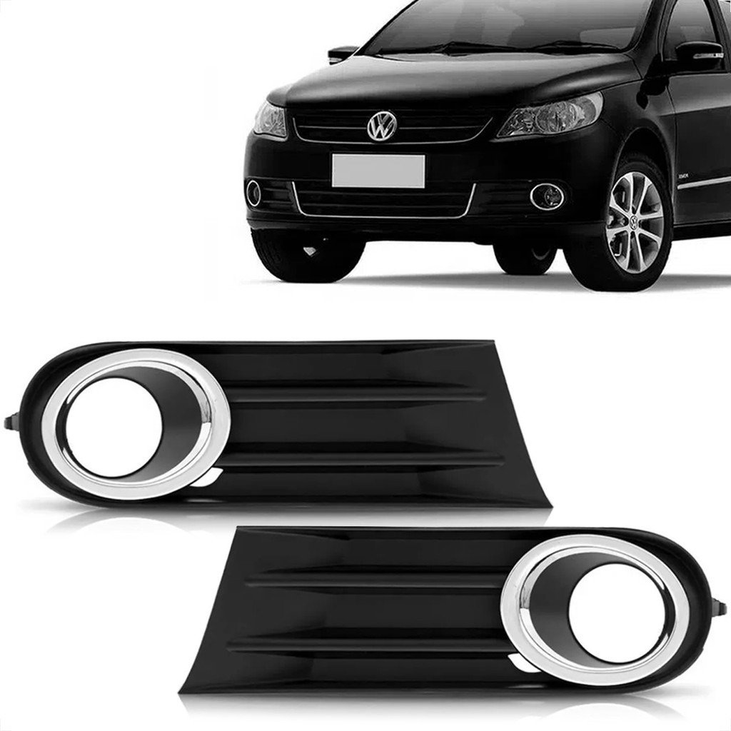 Par Grade Moldura Farol De Milha Neblina Auxiliar Gol Voyage Saveiro G5 Friso Cromado em Oferta na Shopee