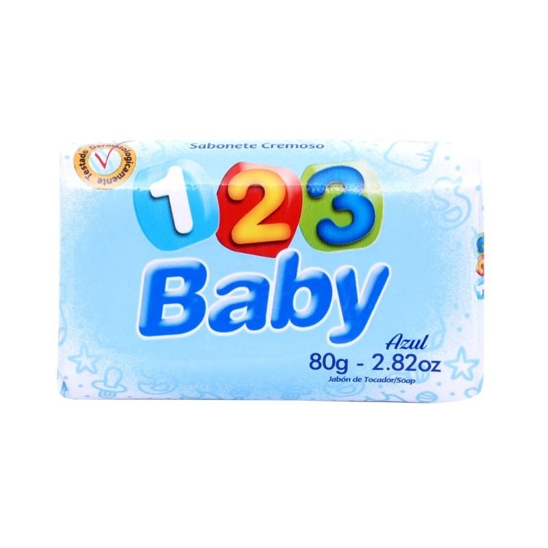 SABONETE EM BARRA 1 2 3 BABY AZUL  - 80gr
