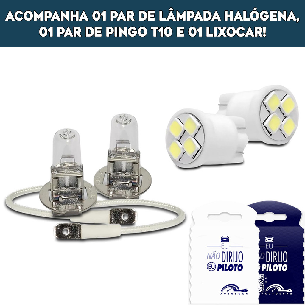 Kit Farol De Milha Neblina Gol Parati G3 2003 2004 2005 S/ Moldura Botão Alternativo + Lâmpada