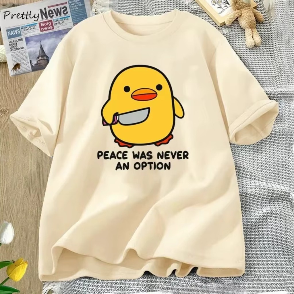 Peace Was Never An Option Camiseta Engraçado Verão Casual Manga Curta Unissex