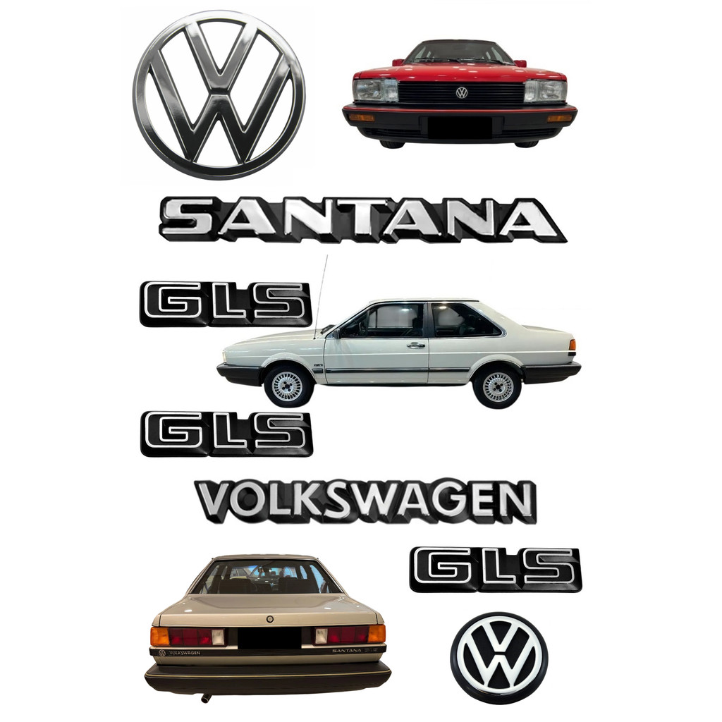 Kit Emblemas Santana Gls Volkswagen + Laterais - 1987 À 1990