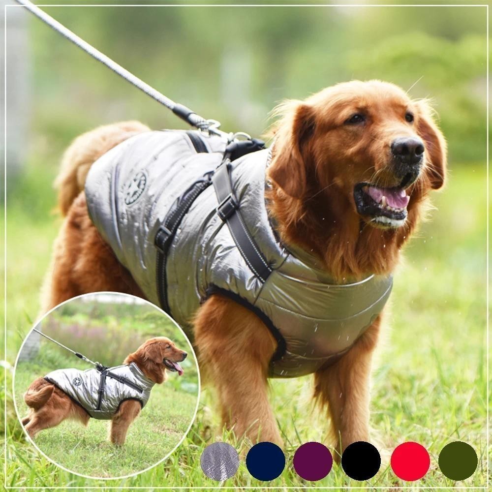 Jaqueta Grande para Cães com Arnês, Roupas de Inverno Quentes para Cães, Casaco Impermeável para Cães Grandes, Roupas pa
