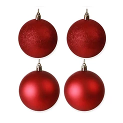 Bola de Natal - Vermelha - Matte e Glitter - 8cm - 4 unidades - Cromus - Rizzo