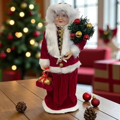Mamãe Noel Decorativa em Pé com Presentes - Vermelho e Branco - 60cm - 1 unidade - Rizzo