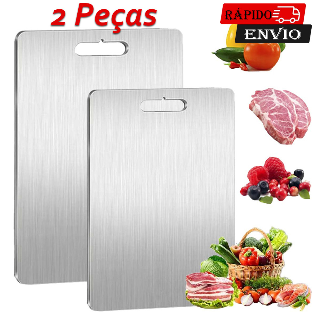2pçs Tábua de Titânio Tábua de Titanium para Cozinha Tabua de Carne Tabua de Cozinha Tabua Corte Tábua Inox de Cortar