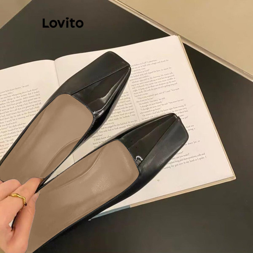 Detalhes do Lovito Sapato Feminino Rasteiro de Balé Vintage Elegante com Bico Redondo e Salto Baixo LFA70251