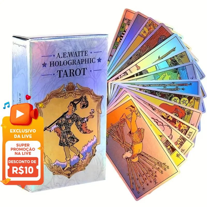1 Caixa Clássico Jogo De Tabuleiro De Cartas De Tarô Com Flash Holográficas Baralho Waite Holográfico Para Iniciantes E 