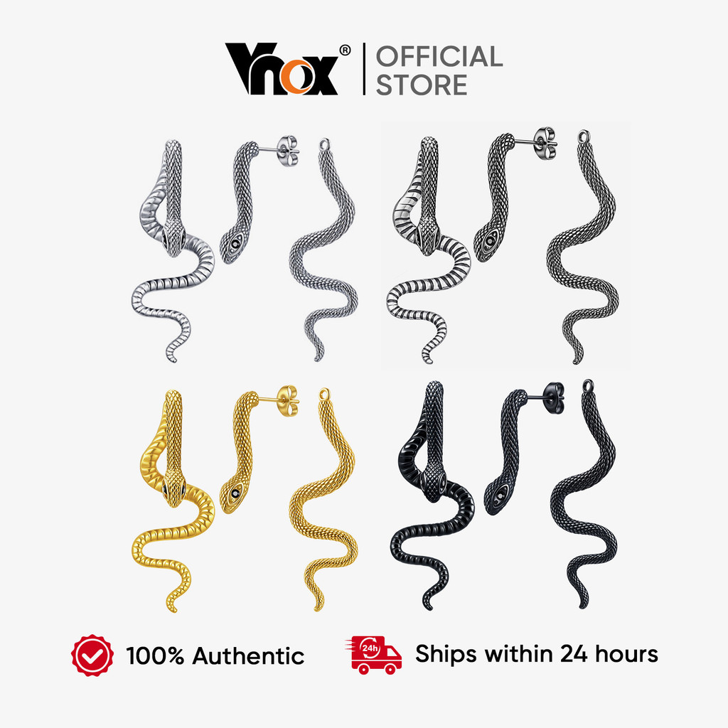 Brincos De Cobra De Zircônia Preta Vnox Estética Escura Joias Avançadas Design Minimalista Personalidade Misteriosa