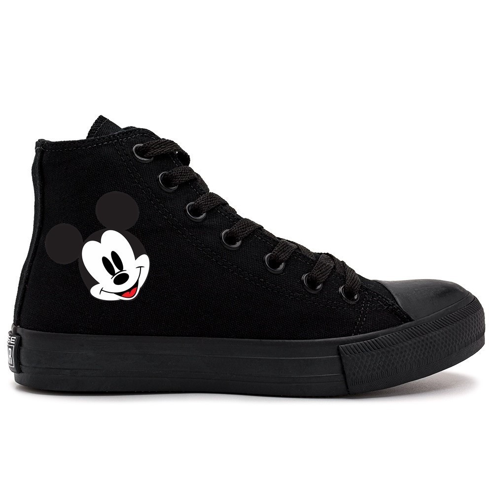 Tênis Casual Masculino Fechamento com Cadarços Mickey Solado Reto Borracha