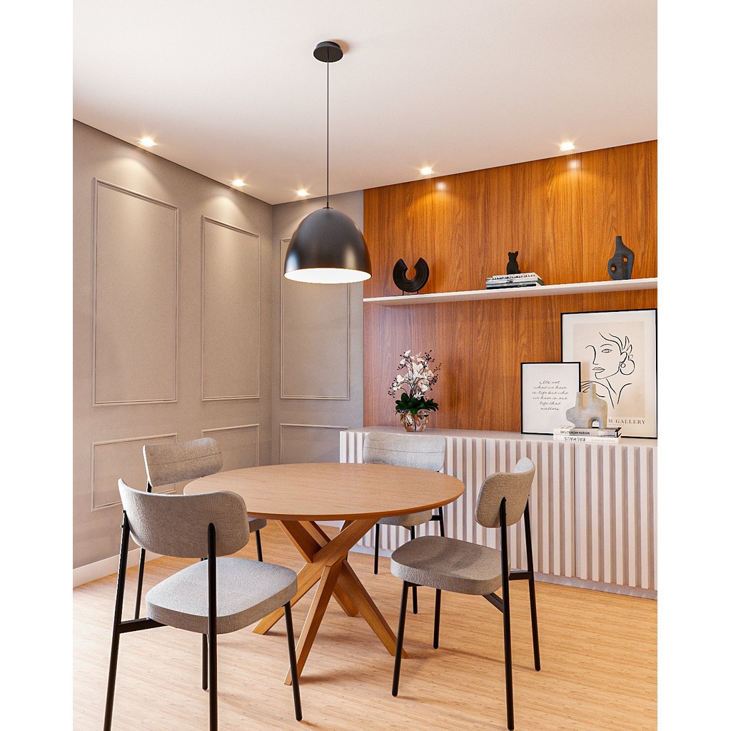 Conjunto Sala de Jantar Mesa Lisboa Madeira Maciça com 4 Cadeiras Alloa em Oferta na Shopee