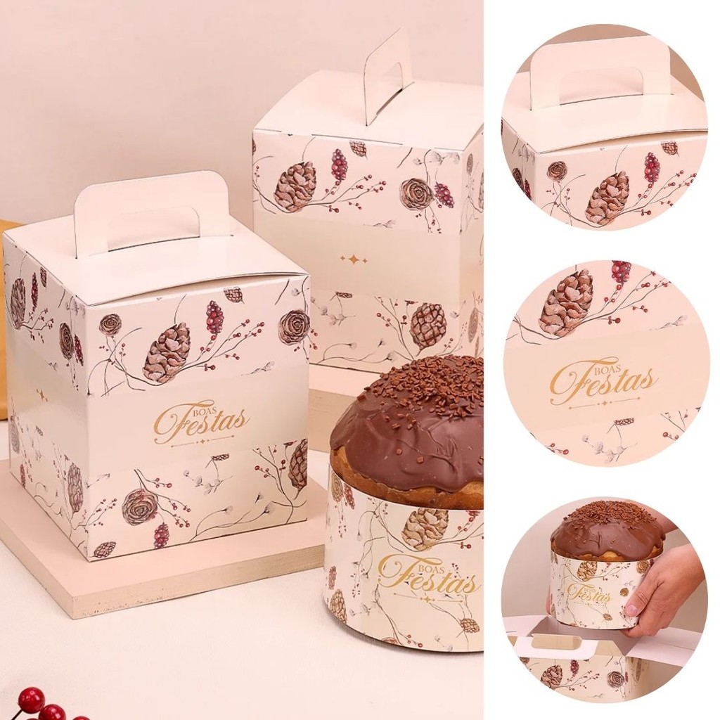 10 CAIXA PARA PANETONE FECHADA 400/500G CLÁSSICA 5297 ( JANGO NATAL 2025 )