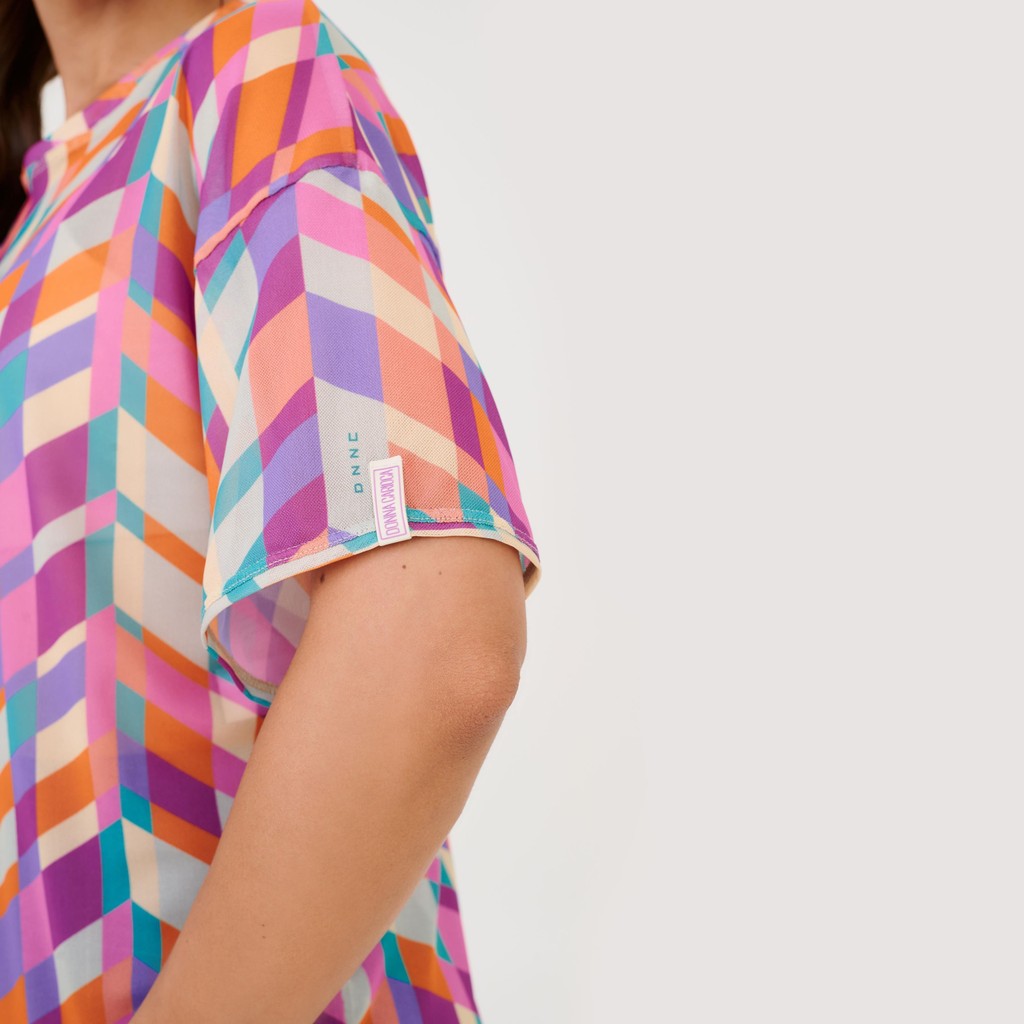 Blusão de Tule Estampa Joyful Com Fita de Silicone