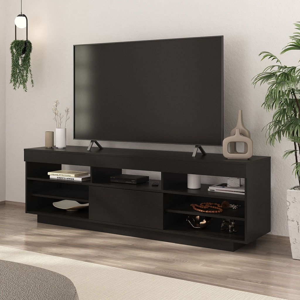 Rack para TV até 75 Polegadas Porta de Correr Treviso Preto