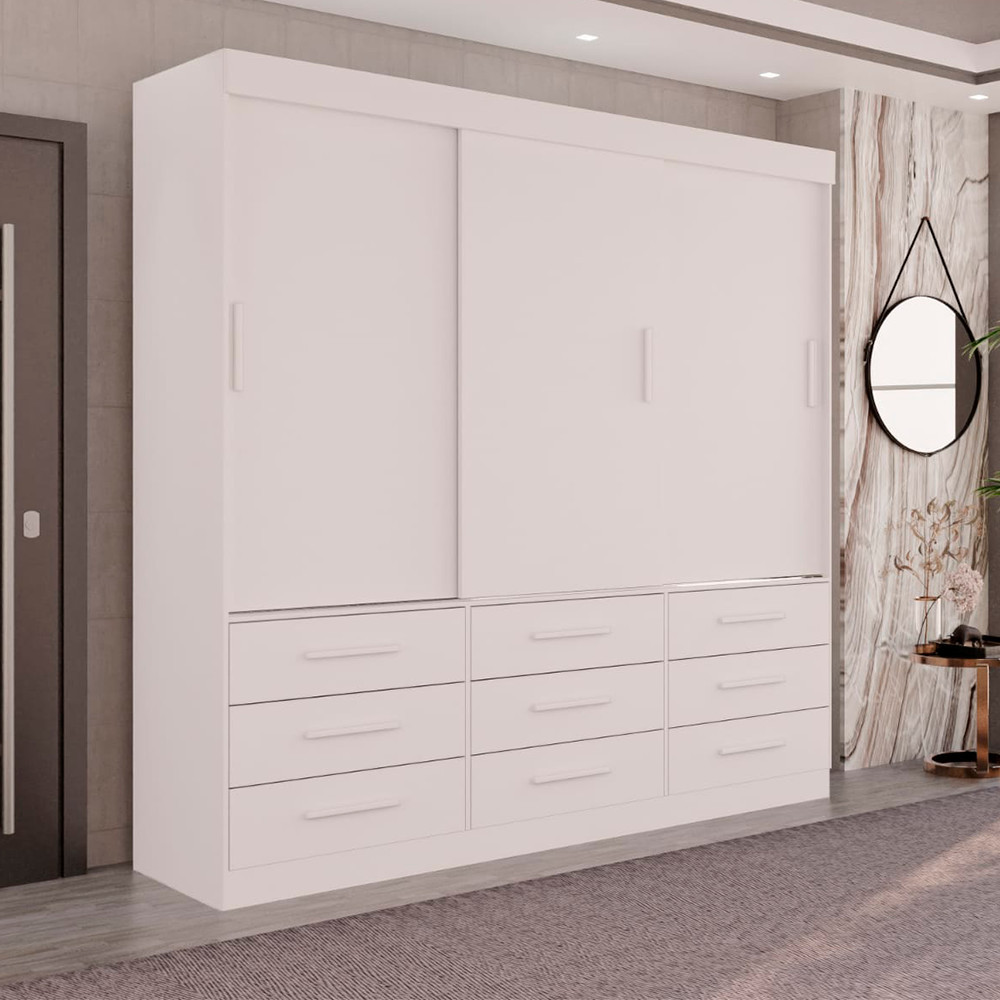 Guarda Roupa Casal New Star 3 portas e 9 gavetas Sallêto em Oferta na Shopee