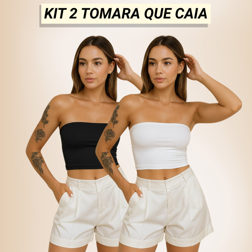 Kit 2 Blusa Cropped Tomara Que Caia Feminino Roupa em Suplex Básico