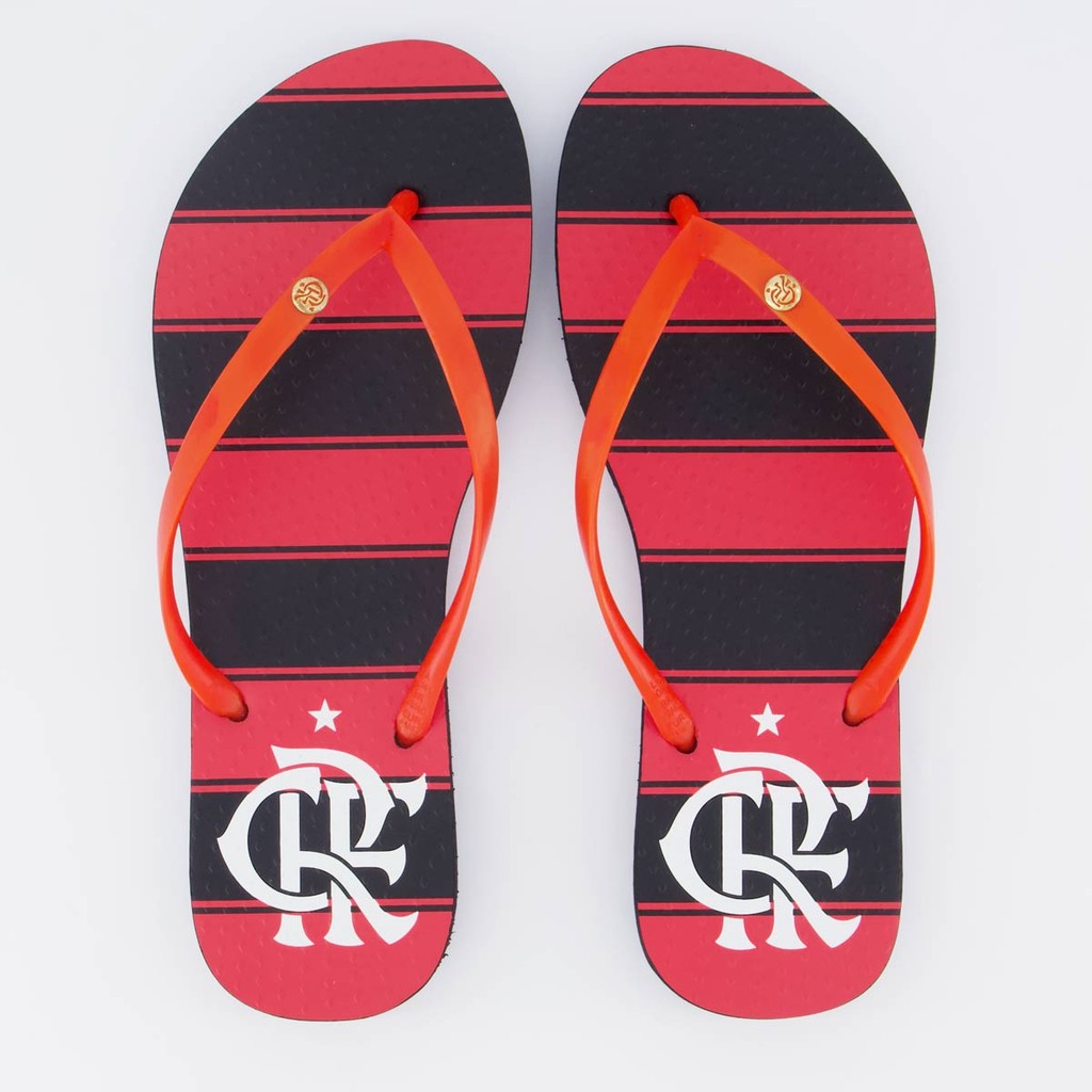 Chinelo Flamengo Manto I 2025 Feminino Preto e Vermelho