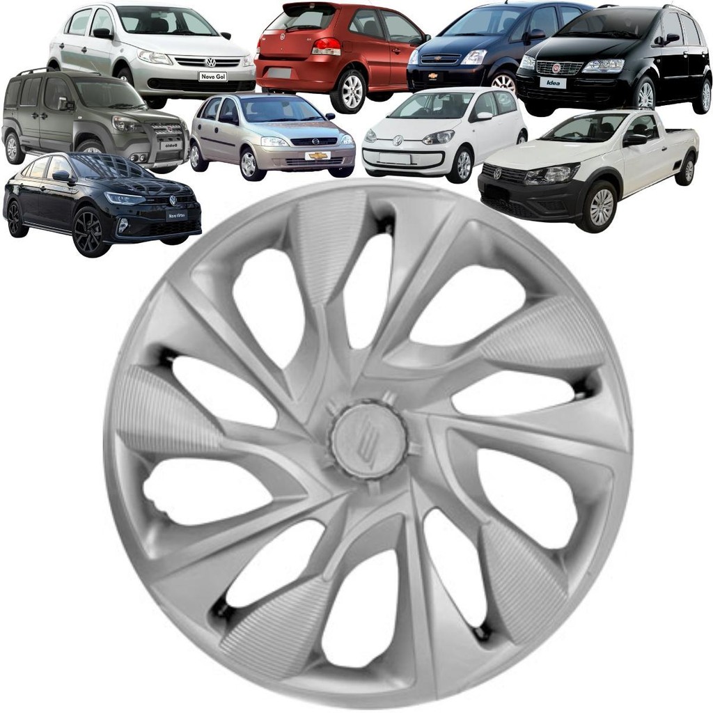 1 Calota Esportiva Modelo DS4 Aro 15 Polegadas Prata Universal Elitte Encaixe 4x100 4x108 5x100
