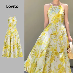 Lovito Férias Vestido Com Zíper E Drapeado Toque Macio Para Primavera/verão L137LD194