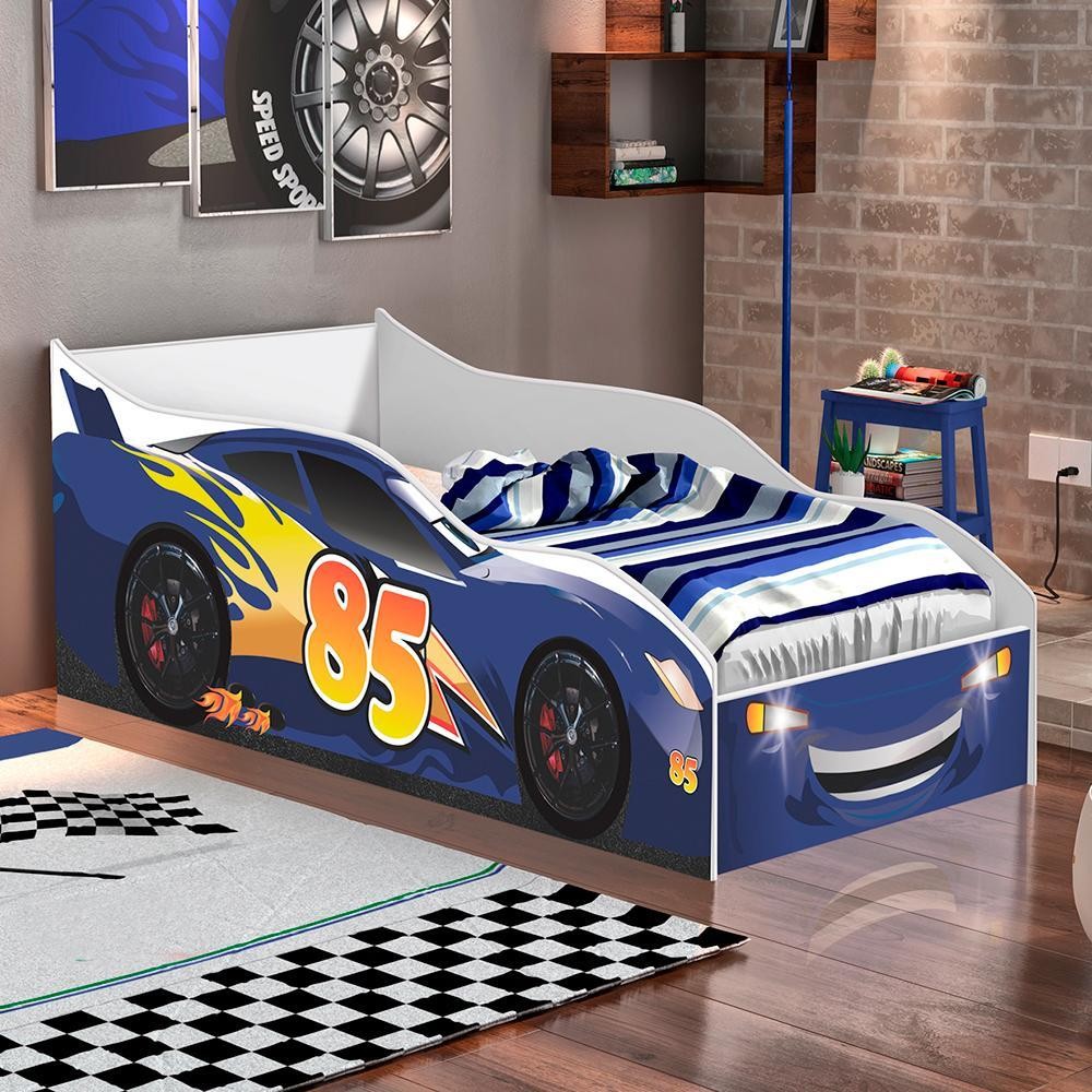 Cama Infantil Génova Azul Com Colchão