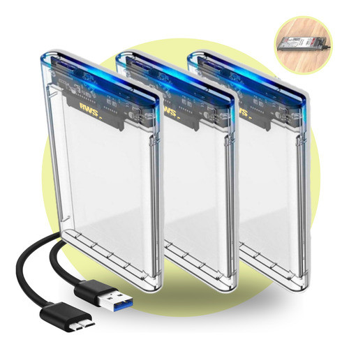 Kit 3 Case De Gaveta Usb 3.0 Hd 2.5 Sata Externo Slim Xbox em Oferta na Shopee