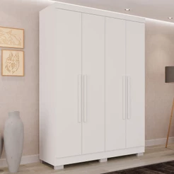 Guarda-Roupa Solteiro Pinheiro 4 Portas 2 Gavetas Branco - Pnr Móveis