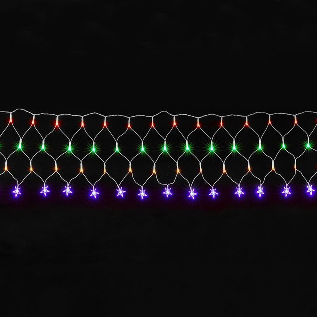 Pisca LED Rede Estrela Colorido 120L 3,5x0,5M 8 Modos 110V
