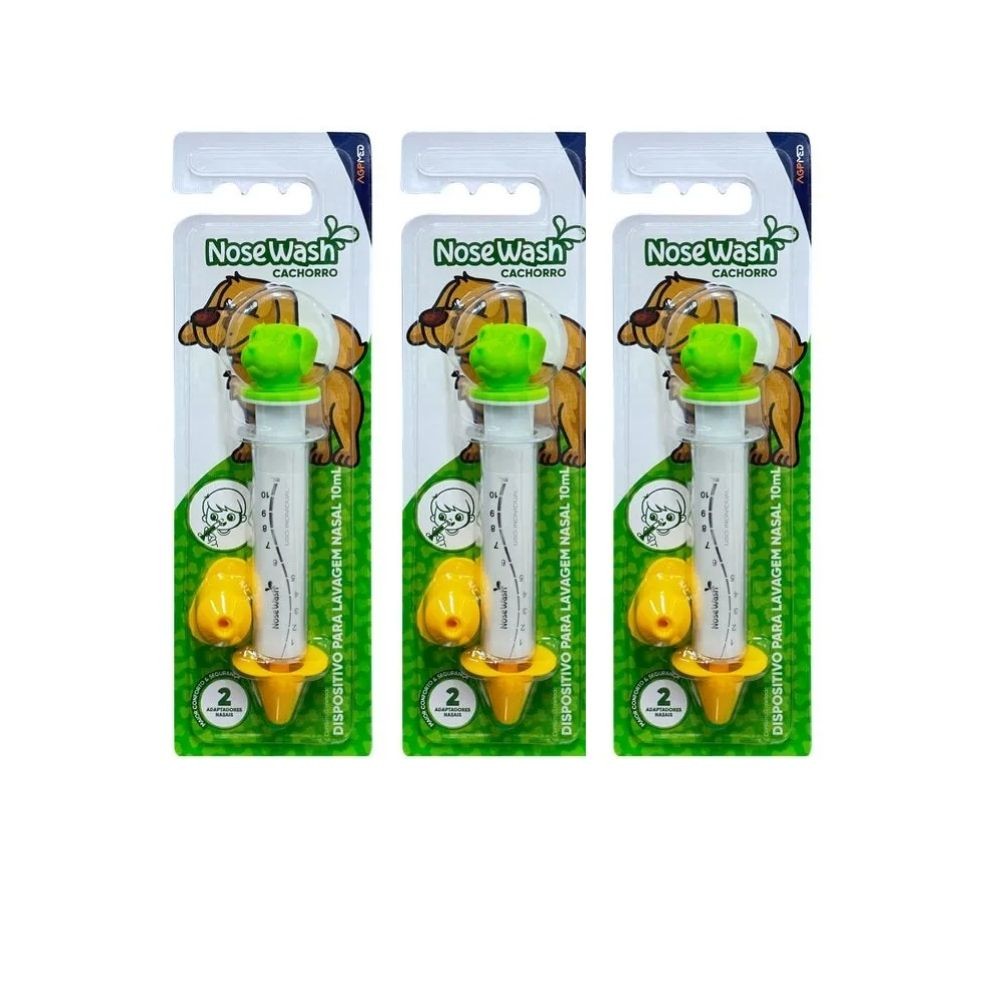 KIT C/3 UNID SERINGA  LAV. NASAL INF. CACHORRO - NOSEWASH
