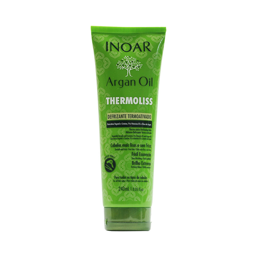 Defrizante Inoar Argan Oil Thermoliss 240ml em Oferta na Shopee