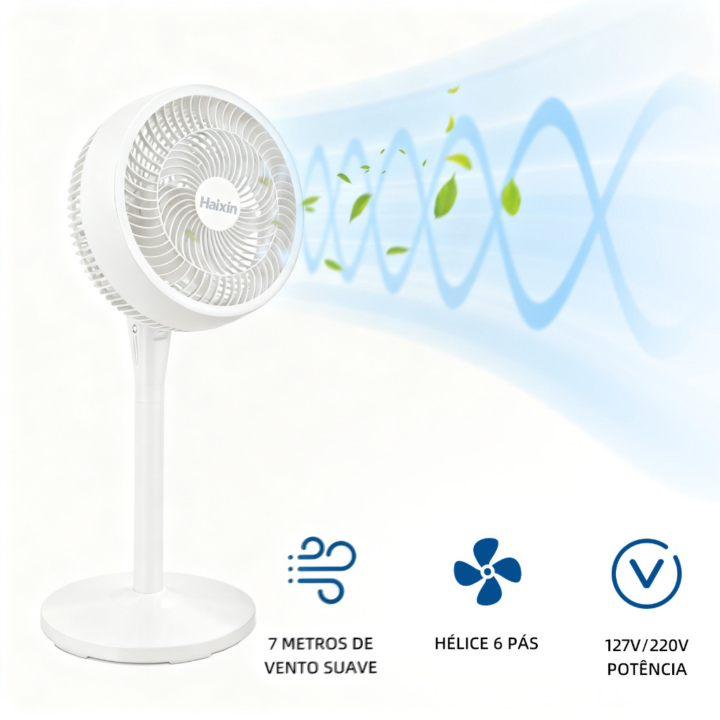 Ventilador Multifuncional, Ventilador Circulador De Ar, Três Velocidades E Três Alturas Ajustáveis, 3 pás