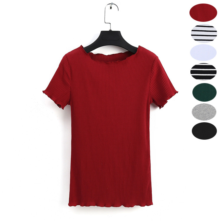 Sete cores disponíveis!Agaric Edge Alta Elasticidade Slim-fit Slimmer Look Gola Redonda Malha Manga Curta T @-
