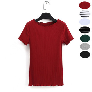 Sete cores disponíveis!Agaric Edge Alta Elasticidade Slim-fit Slimmer Look Gola Redonda Malha Manga Curta T @-