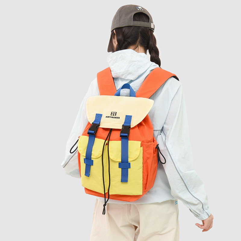 Mochila bicolor, mochila esportiva casual, mochila elegante e leve para caminhadas e montanhismo ao ar livre.