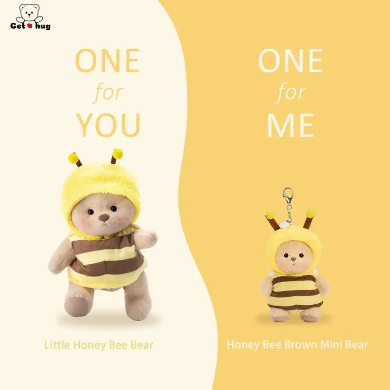 Coleção de Ursinhos de Pelúcia GETAHUG - Ursinho Abelha e Mini Urso Abelha Marrom - 12" de Altura - Animal de Pelúcia Ma