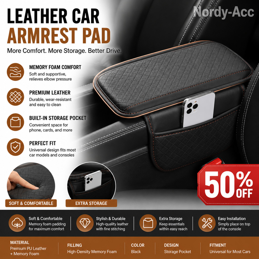 Caixa De Apoio De Braço Para Carro PAD Couro Espuma De Memória Console Central Capa De Descanso Com Bolso De Armazenamen