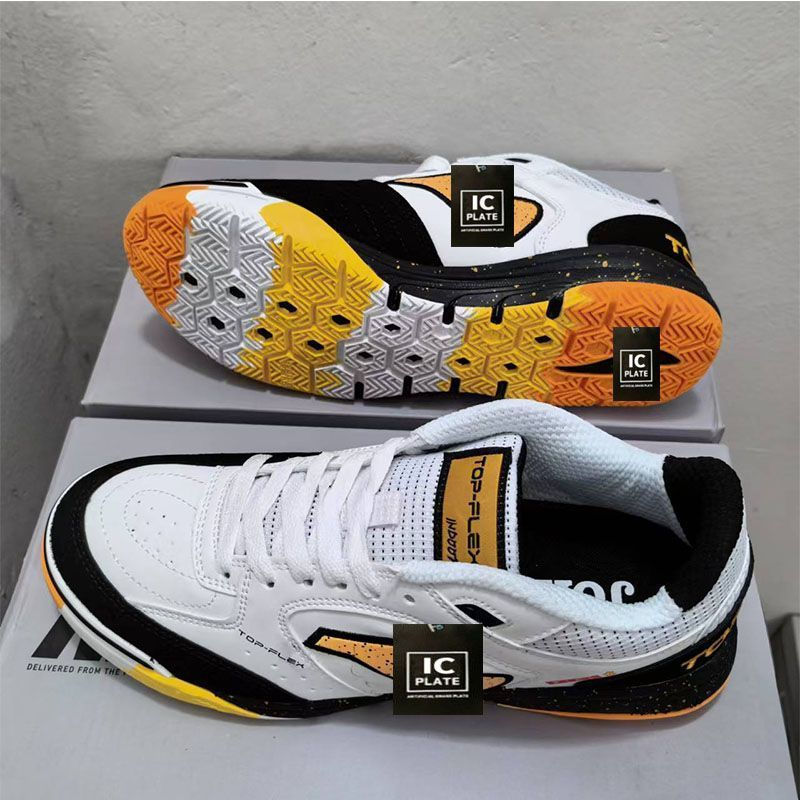 Sapatos De Futsal Masculinos Top Flex Rebound E Reativo IC Chuteiras De Futebol De Salão Branco Preto
