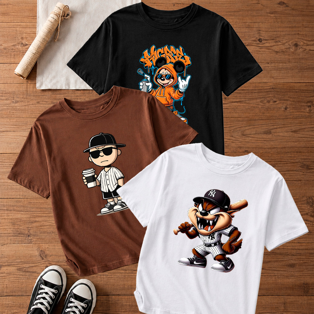 Kit 3 Camiseta Infantil Criança Juvenil Barata Verão Algodão Blusa Camisetas Menina Menino Estampada