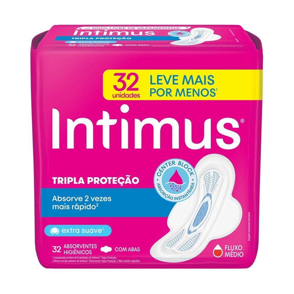 Absorvente Intimus Tripla Proteção Suave com Abas - Embalagem com 32 Unidades
