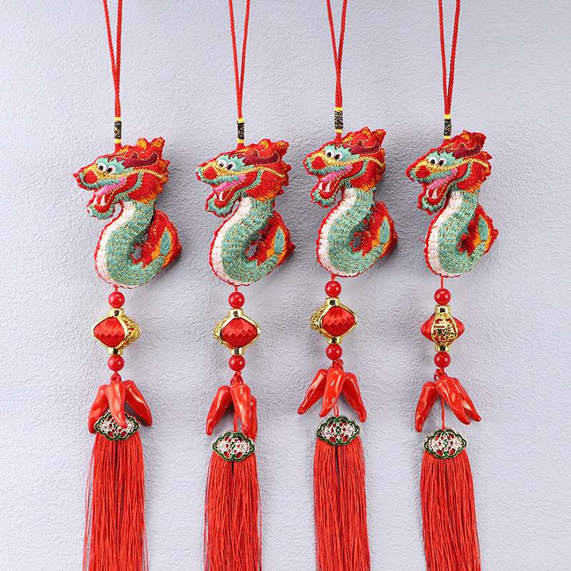 [Estoque pronto] Qinglong Dragão Carrilhão de Vento Dragão Sachê Borla Pingente Carro Casa Mochila Decoração Dragão Borl