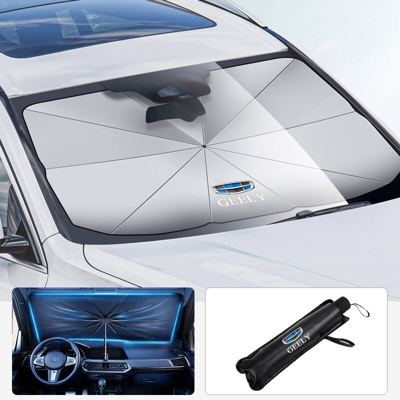 Guarda-sol dobrável para carro, proteção contra calor e raios UV para o para-brisa, compatível com Geely Atlas, Emgrand