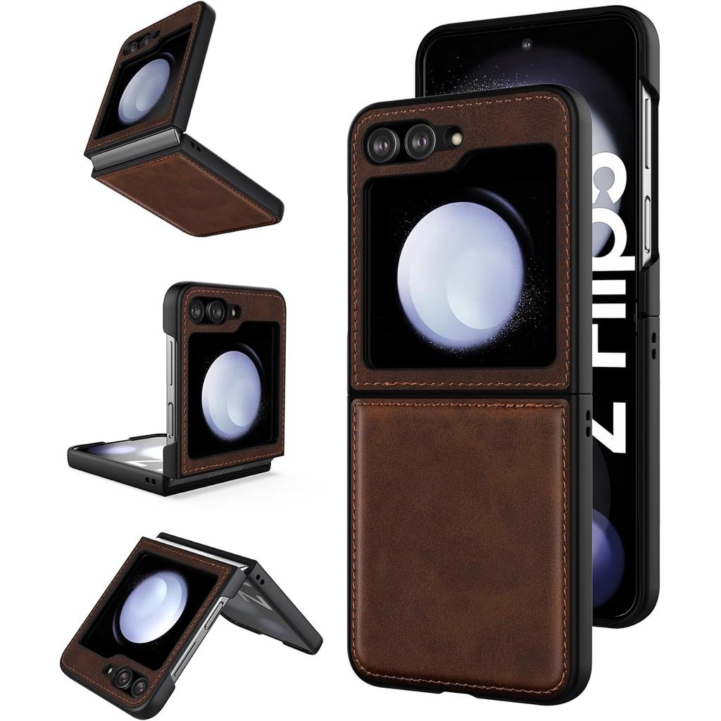 Foluu para Samsung Galaxy Z Flip 5 5G, Capa de Couro, Couro PU + Carcaça Rígida