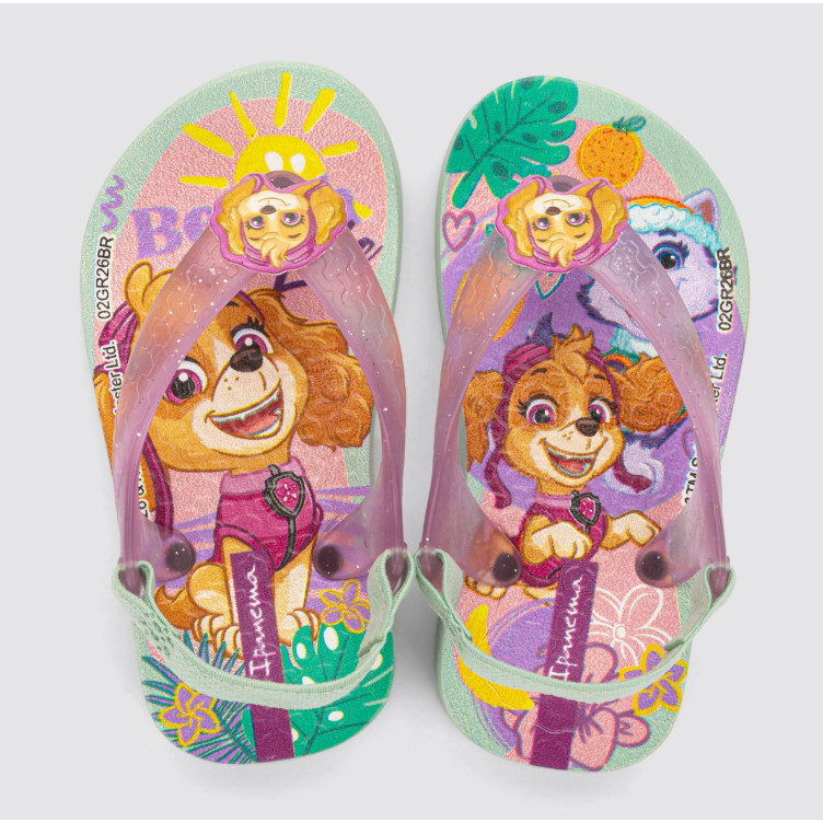 Chinelo Baby Ipanema Patrulha Canina Com Elastico Desenho Confortavel 27296 Verde BY292