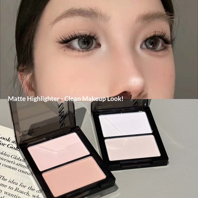Paleta Dupla Matte Efeito Iluminador e Contorno Natural Longa Duração Maquiagem Facial
