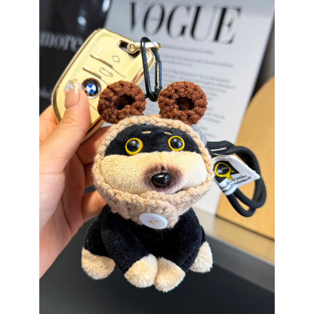 Bonito bonito abelha filhote de cachorro saco pingente saco de escola ornamentos casal boneca de pelúcia chaveiro feio b