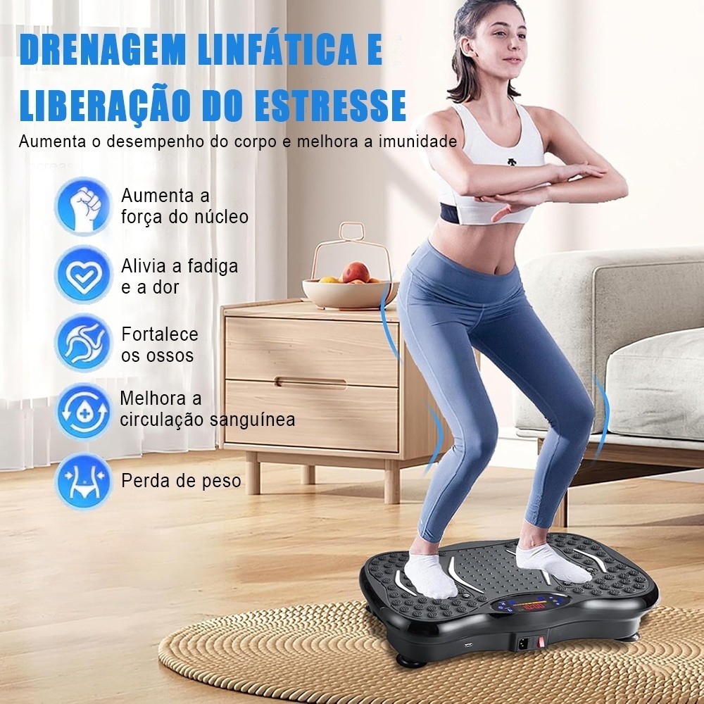 Plataforma Vibratória Com Faixas D Emagrecimento E Bluetooth